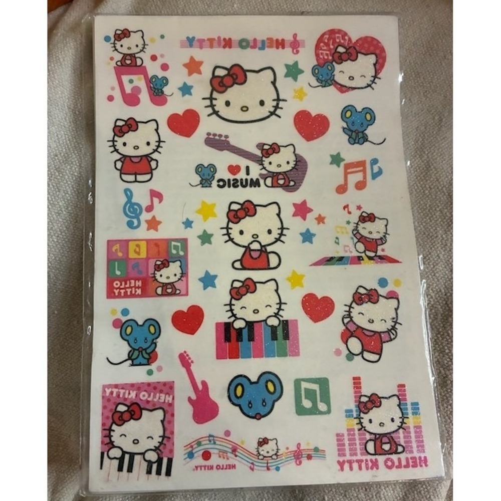 Hello Kitty Sanrio Vintage Y2K Glitter Temporary Tattoos Music Theme 2011 Savvi